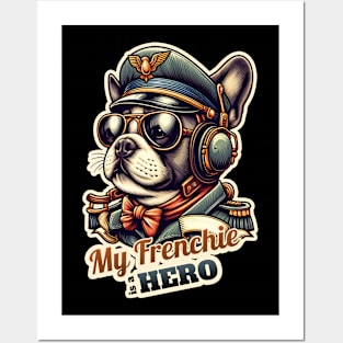 Pilot French bulldog Posters and Art